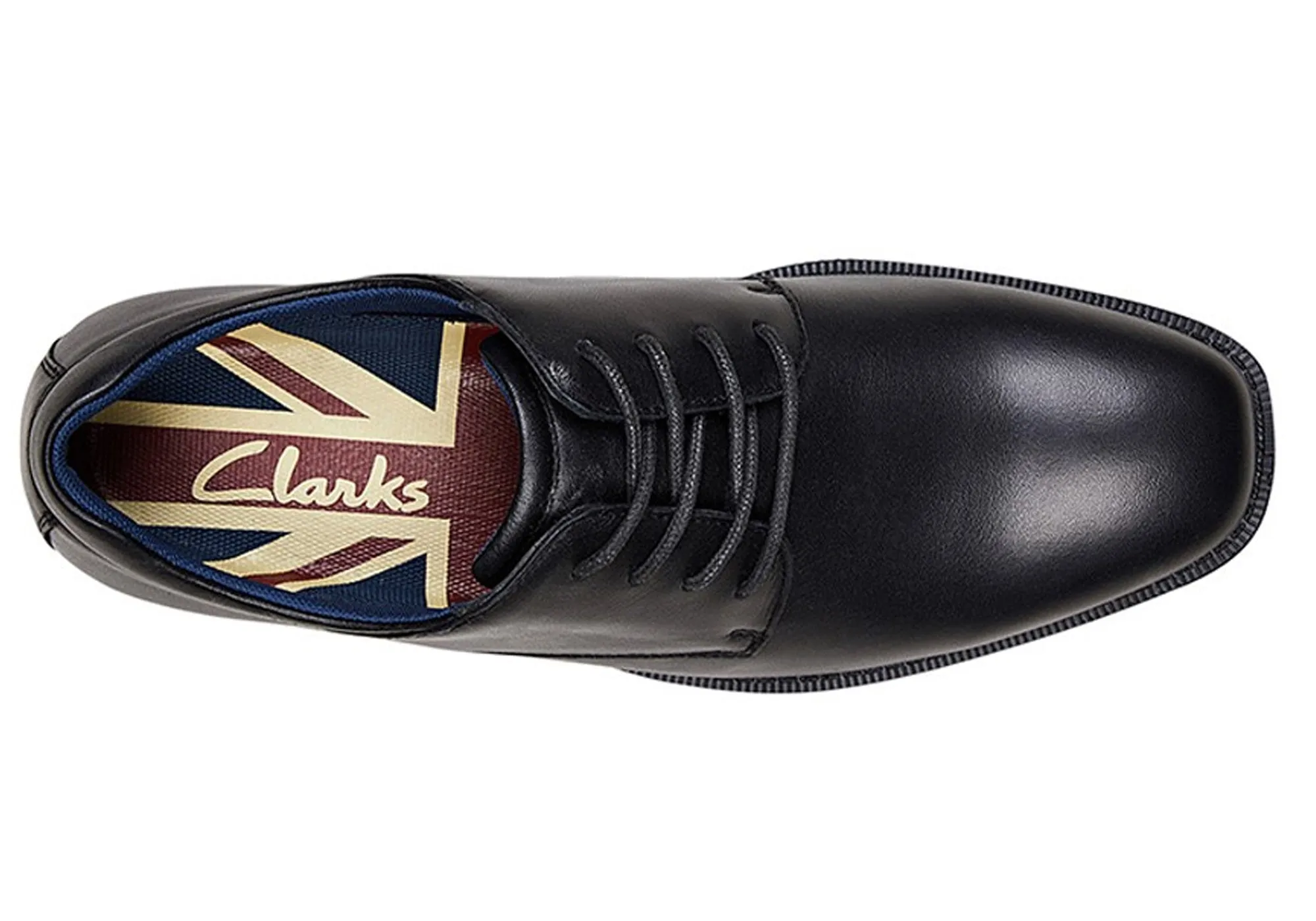 Clarks Boston Senior Black Leather School Shoes F Width Clarks Shoes