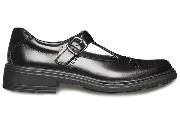 Clarks Ingrid Senior Black Hi Shine Tbar Leather School Shoes Clarks Shoes