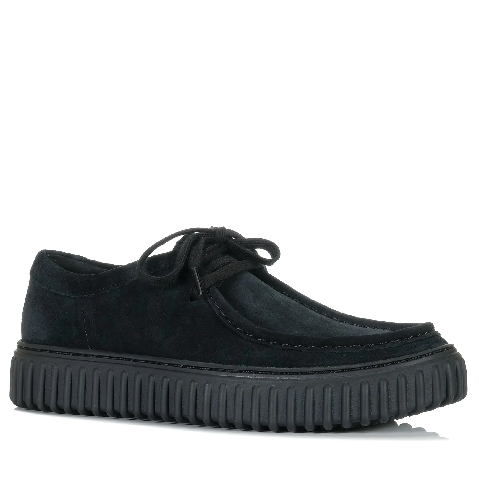 Clarks Torhill Lo Black Suede Shoes_Clarks