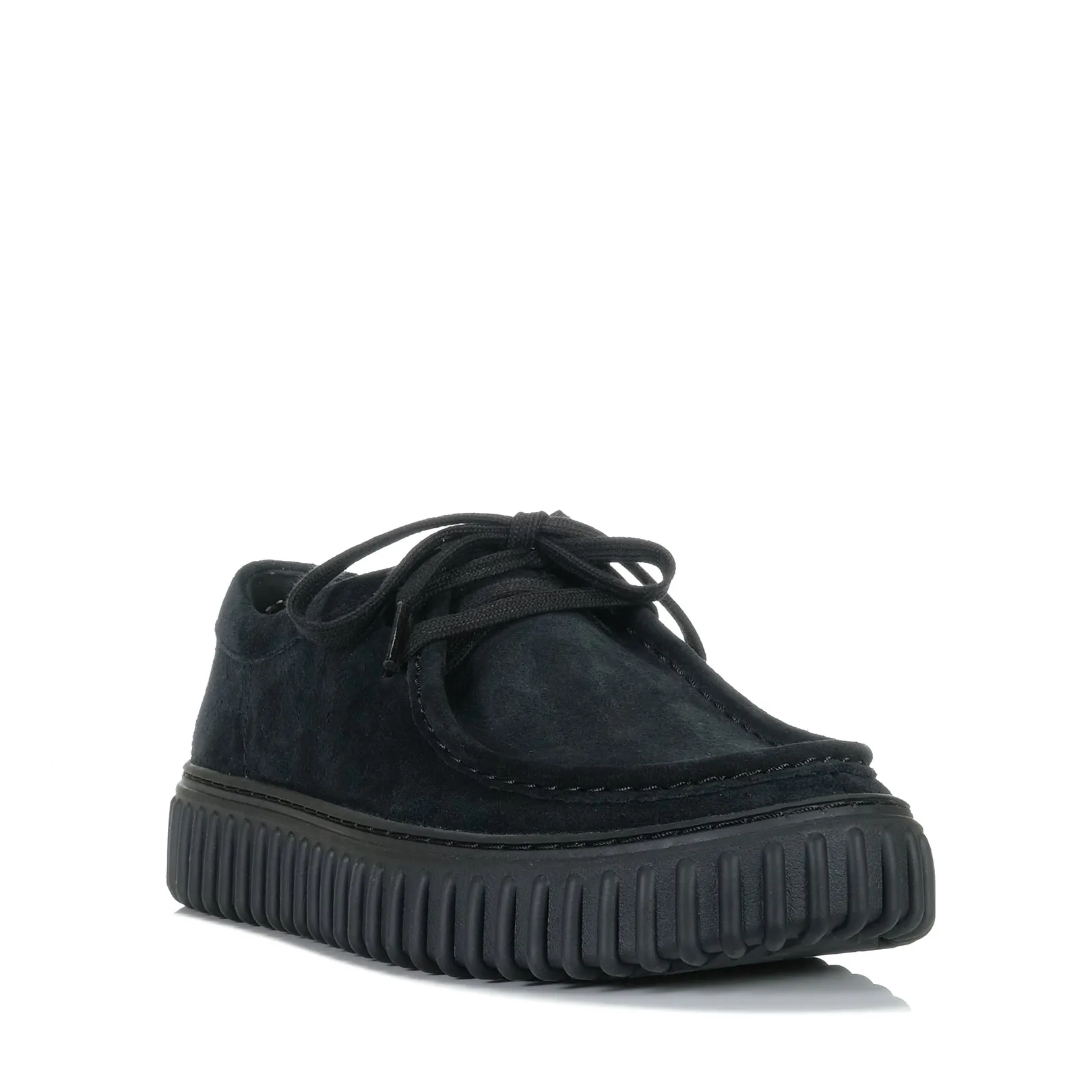 Clarks Torhill Lo Black Suede Shoes_Clarks