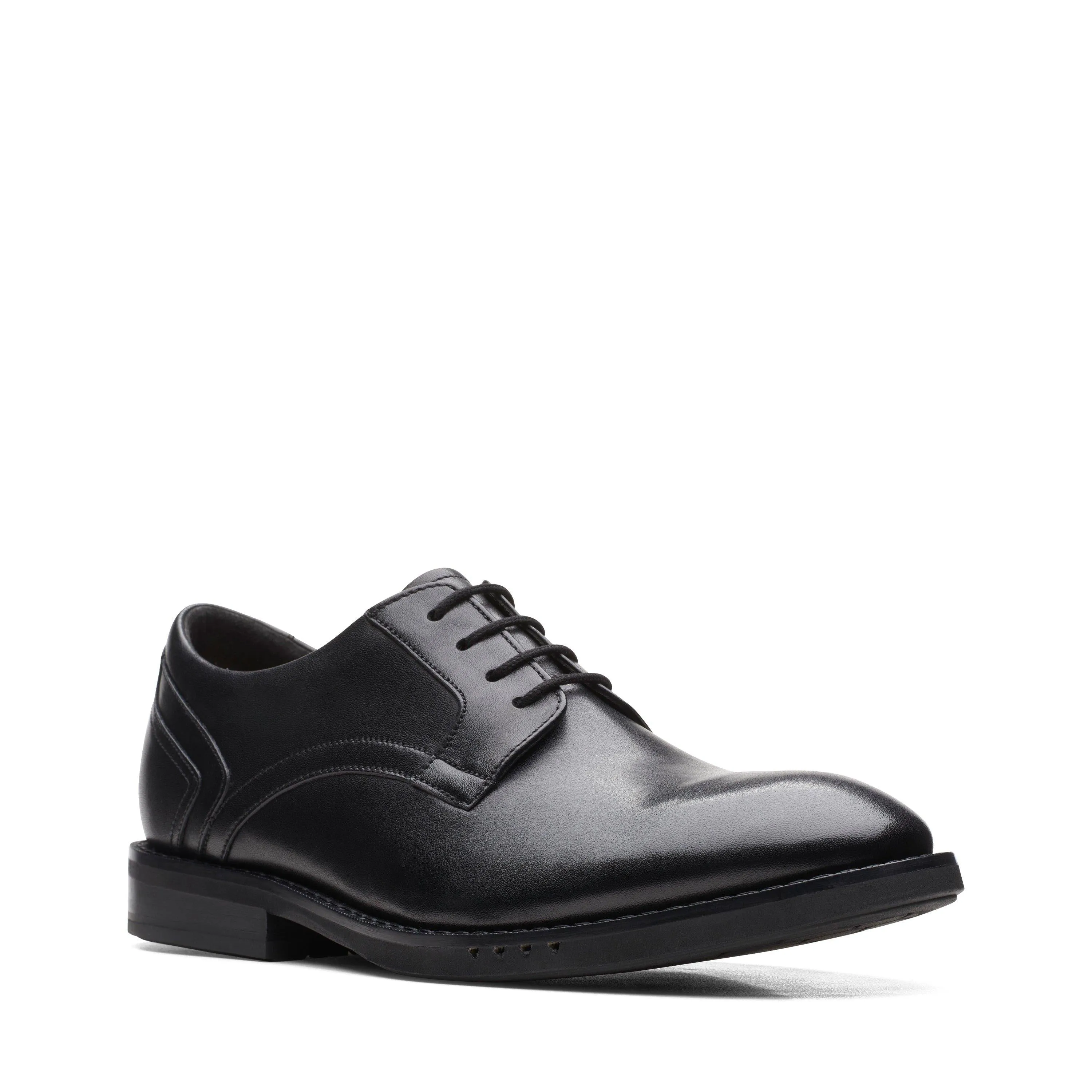 Clarks Un Hugh Lace in Black Leather