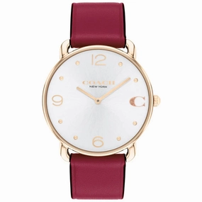 Coach Women's Watch - Elliot Quartz Rose Gold Case Silver Dial Red Strap | 14504204