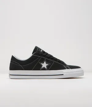 Converse Cons One Star Pro Suede Ox Shoes - Black / Black / White Converse Shoes