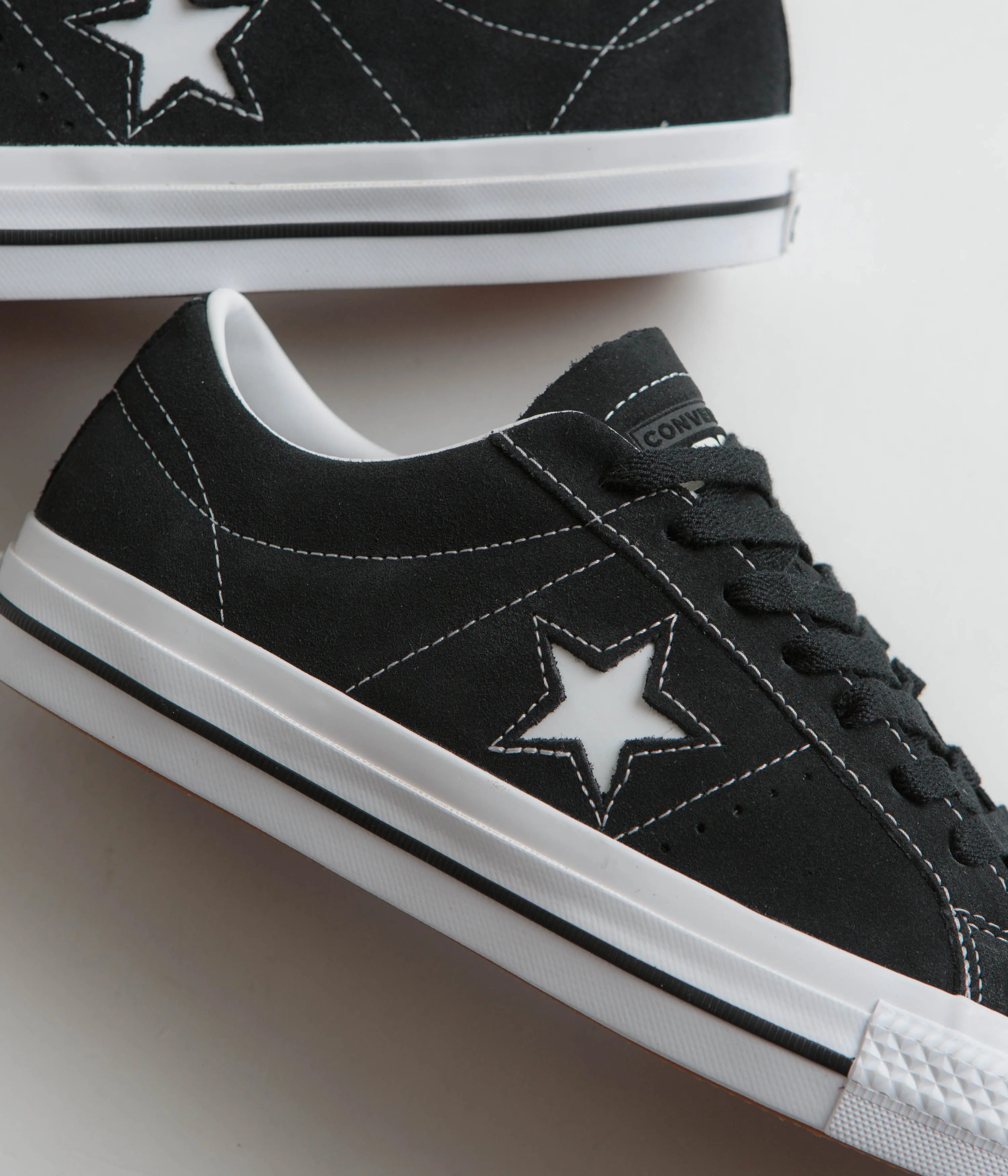 Converse Cons One Star Pro Suede Ox Shoes - Black / Black / White Converse Shoes