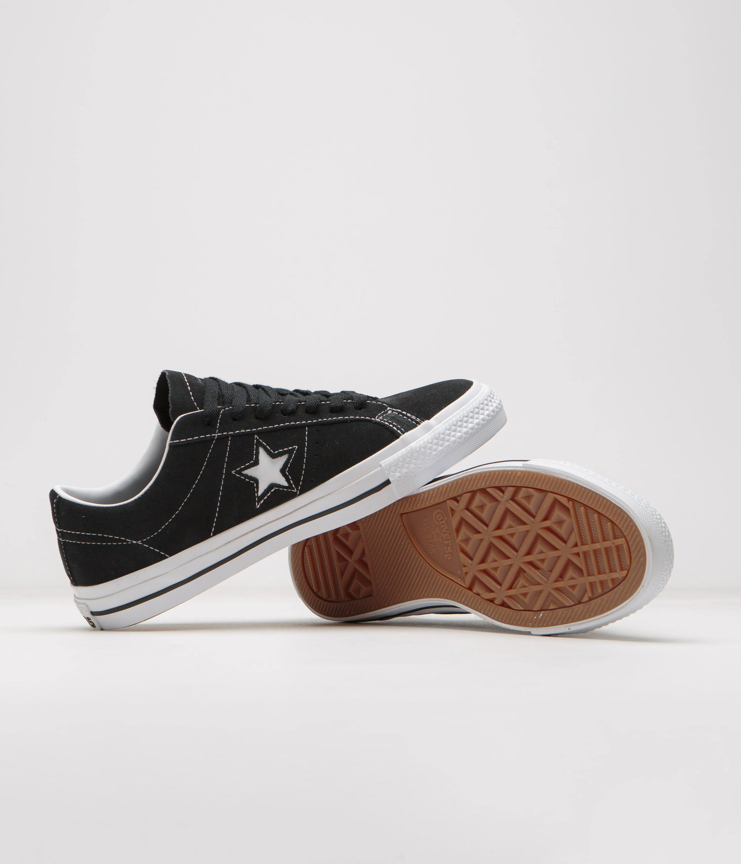 Converse Cons One Star Pro Suede Ox Shoes - Black / Black / White Converse Shoes
