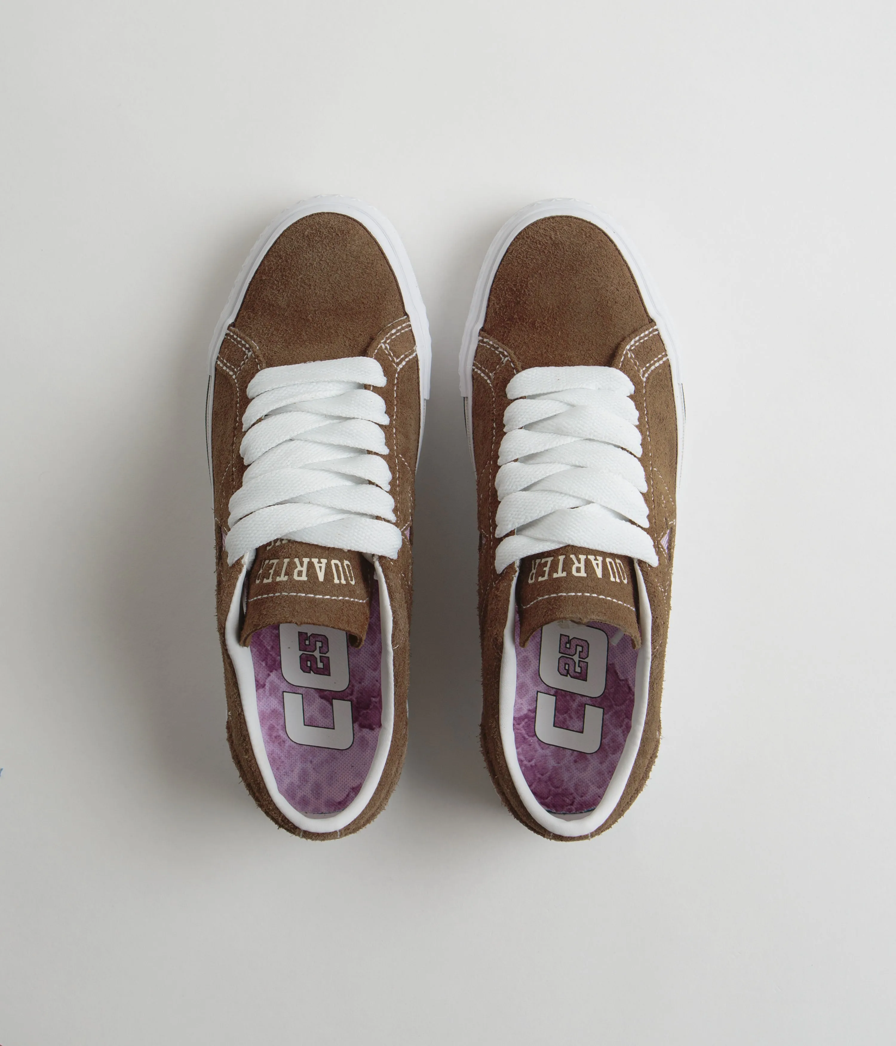 Converse x Quartersnacks One Star Pro Ox Shoes - Dark Clove / White / Cherry Converse Shoes