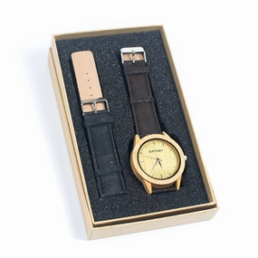 Cork Watch Set - Two Color Watch Strap - Unisex Cork Fashion Watch WA-329-BOX(with box)