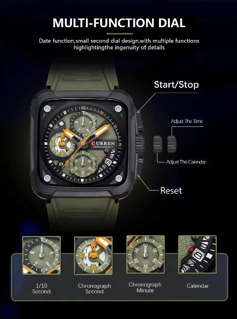 Curren Luxury Silicone Strap Men's Watch (Dial 4.2cm) - CUR228