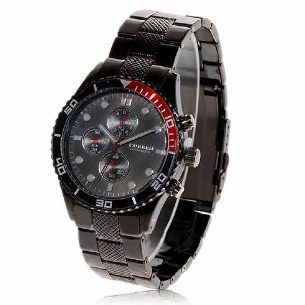 Curren Men's Black Stainless Steel Chronograph (Black 4.5cm Dial) - CUR062