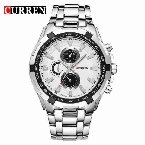 Curren Men's Black Stainless Steel Chronograph with Copper Accents (Black 5cm Dial) - CUR106