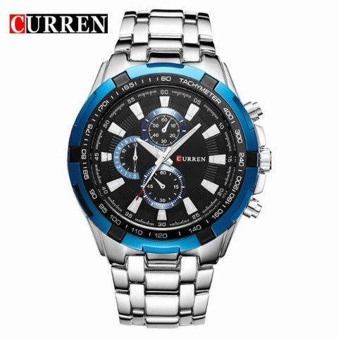 Curren Men's Black Stainless Steel Chronograph with Copper Accents (Black 5cm Dial) - CUR106
