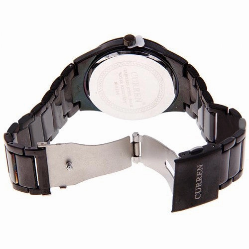 Curren Men's Black Stainless Steel Watch (White 4.3cm Dial) - CUR010
