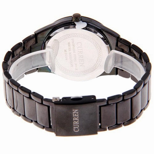 Curren Men's Black Stainless Steel Watch (White 4.3cm Dial) - CUR010