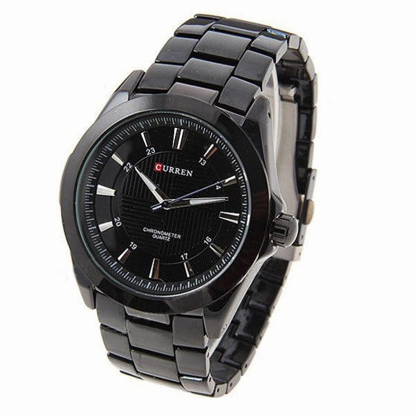 Curren Men's Black Stainless Steel Waterproof Watch (Black 5.2cm Dial) - CUR093
