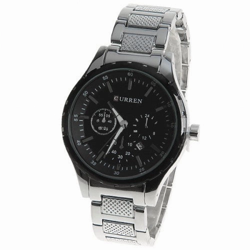 Curren Men's Stainless Steel Chronograph (Black 4.8cm Dial) - CUR008