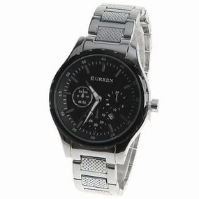 Curren Men's Stainless Steel Chronograph (Black 4.8cm Dial) - CUR008