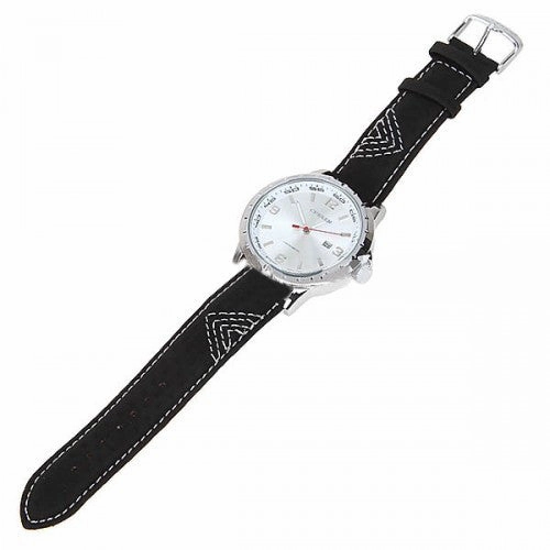 Curren Men's Watch with Leather Band (Polished Metal 5.3cm Dial) - CUR025