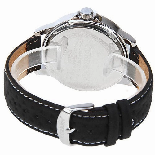 Curren Men's Watch with Leather Band (Polished Metal 5.3cm Dial) - CUR025