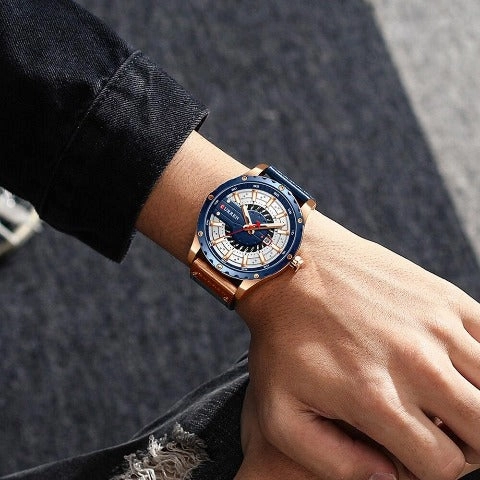 Curren Men's Waterproof Leather Band Watch (Dial 4.8cm) - CUR209