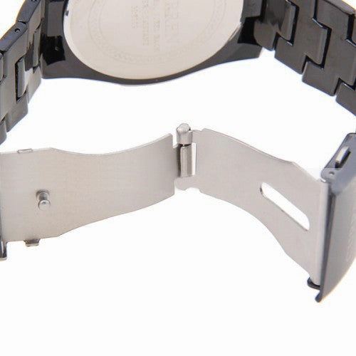 Curren Quartz Men's Black Stainless Steel Waterproof Watch (White 4.4cm Dial) - CUR083