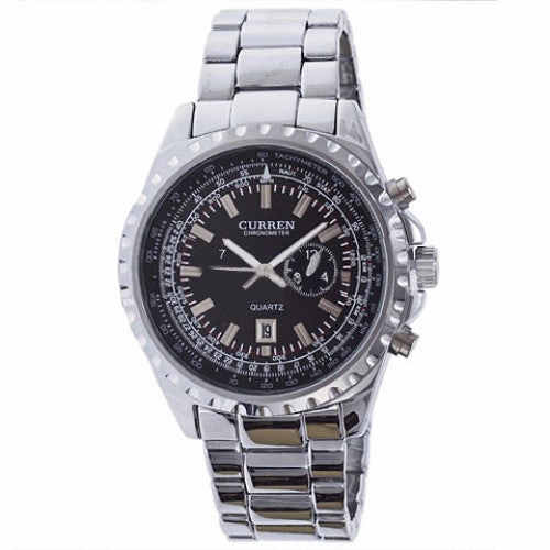 Curren Quartz Men's Stainless Steel (Black 4.5cm Dial) - CUR074