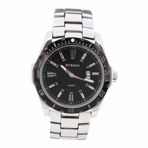 Curren Quartz Men's Stainless Steel Watch (Black 5.2cm Dial) - CUR094