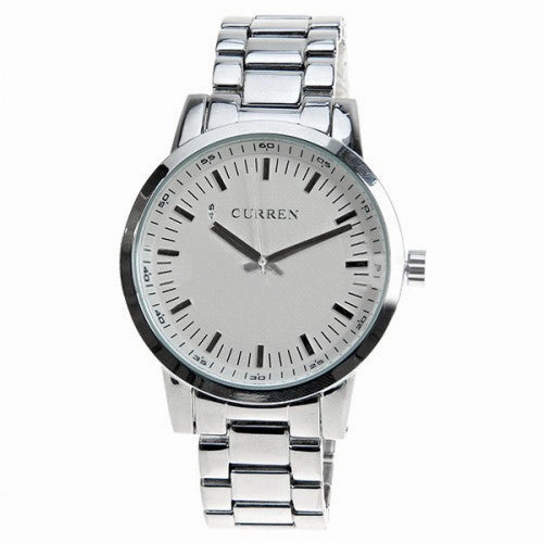 Curren Quartz Men's Stainless Steel Watch (White 4.7cm Dial) - CUR002