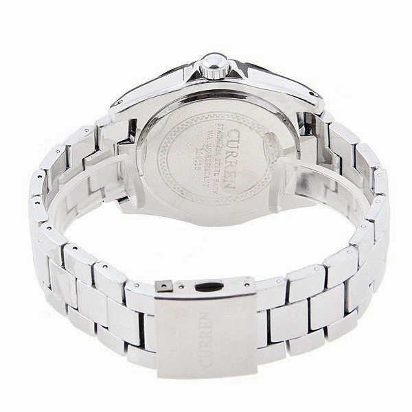 Curren Quartz Men's Stainless Steel Watch with Black Accent  (White 5.2cm Dial) - CUR095