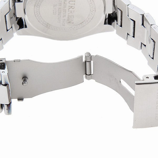 Curren Quartz Men's Stainless Steel Watch with Black Accent  (White 5.2cm Dial) - CUR095