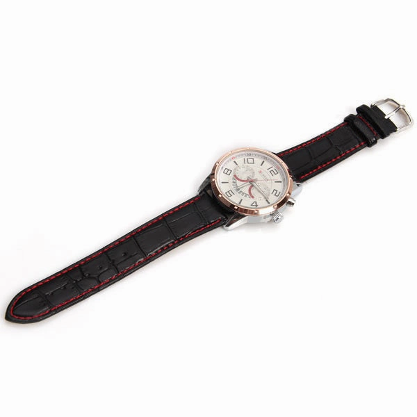 Curren Quartz Unisex Watch with Black Leather Band (White 4.7cm Dial) - CUR117