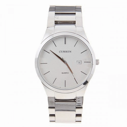 Curren Stainless Steel Men's Watch (White 4.2cm Dial) - CUR056