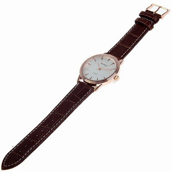 Curren Women's Watch with Leather Band (White 3.4cm Dial) - CUR048