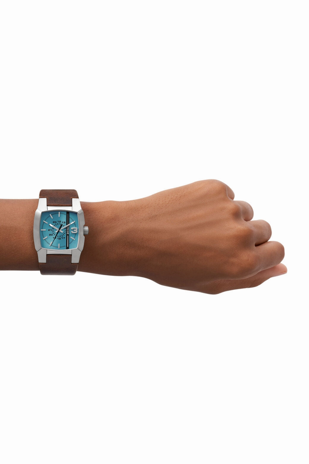 Diesel Cliffhanger Gents Blue Dial Brown Leather Watch