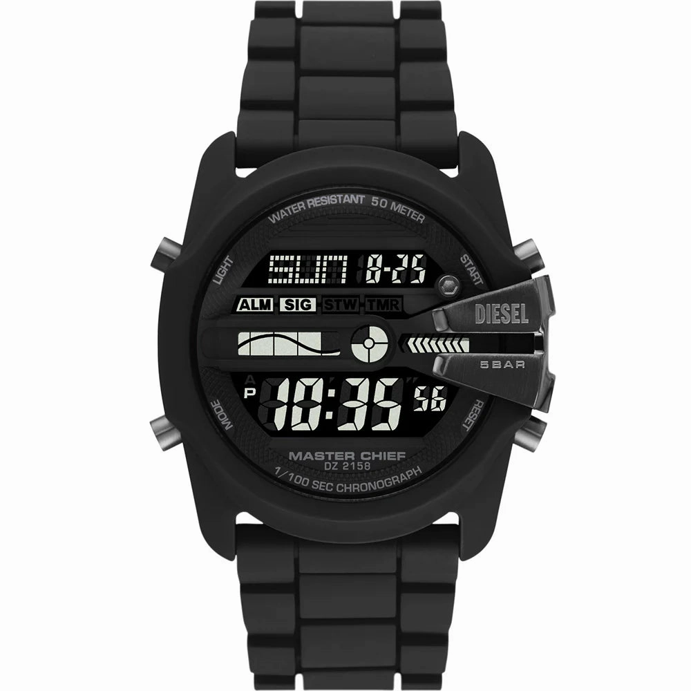 Diesel Master Chief Gents Digital Black Dial Black Silicon Bracelet Watch