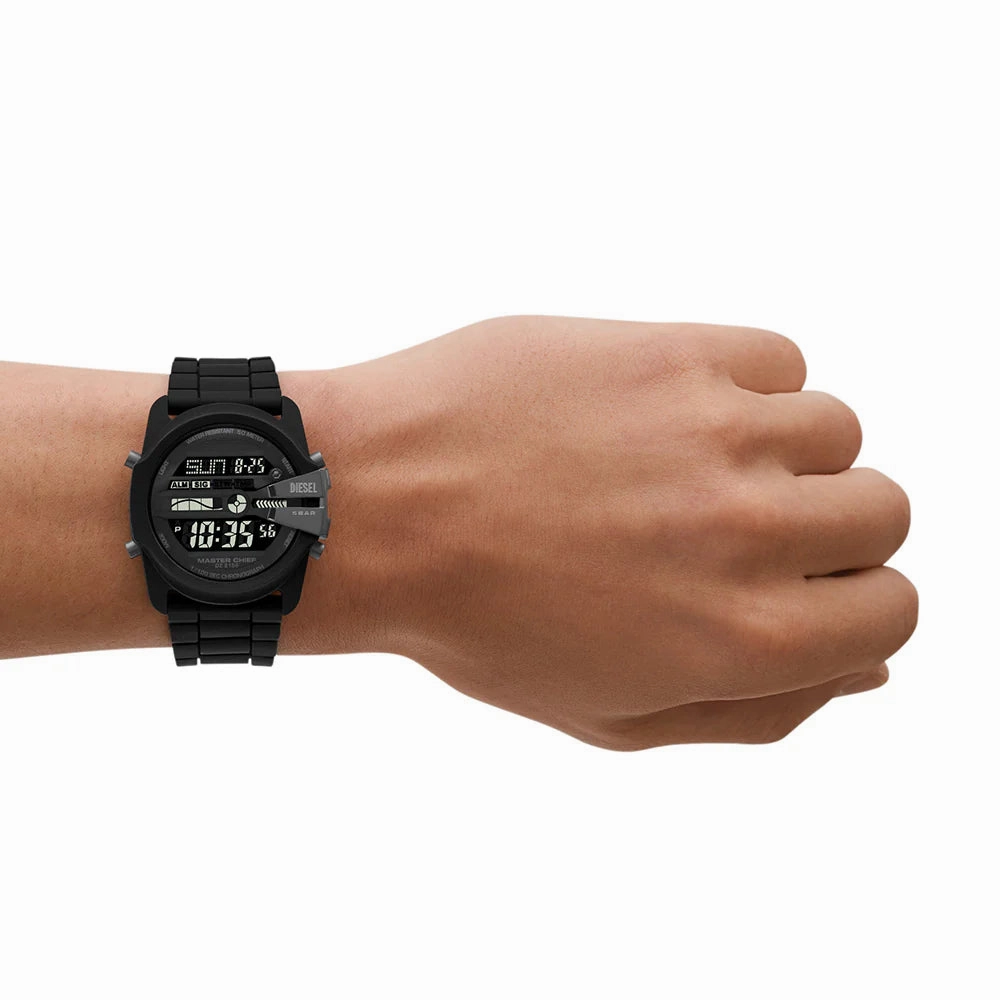 Diesel Master Chief Gents Digital Black Dial Black Silicon Bracelet Watch
