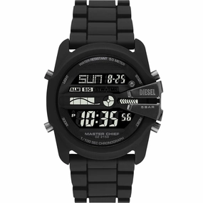 Diesel Master Chief Gents Digital Black Dial Black Silicon Bracelet Watch