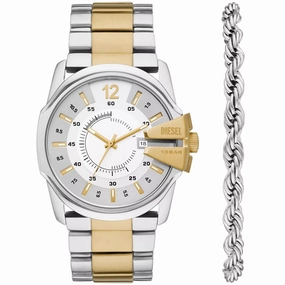 Diesel Master Chief Three-Hand Date Two-Tone Stainless Steel Watch and Stainless Steel Bracelet Set