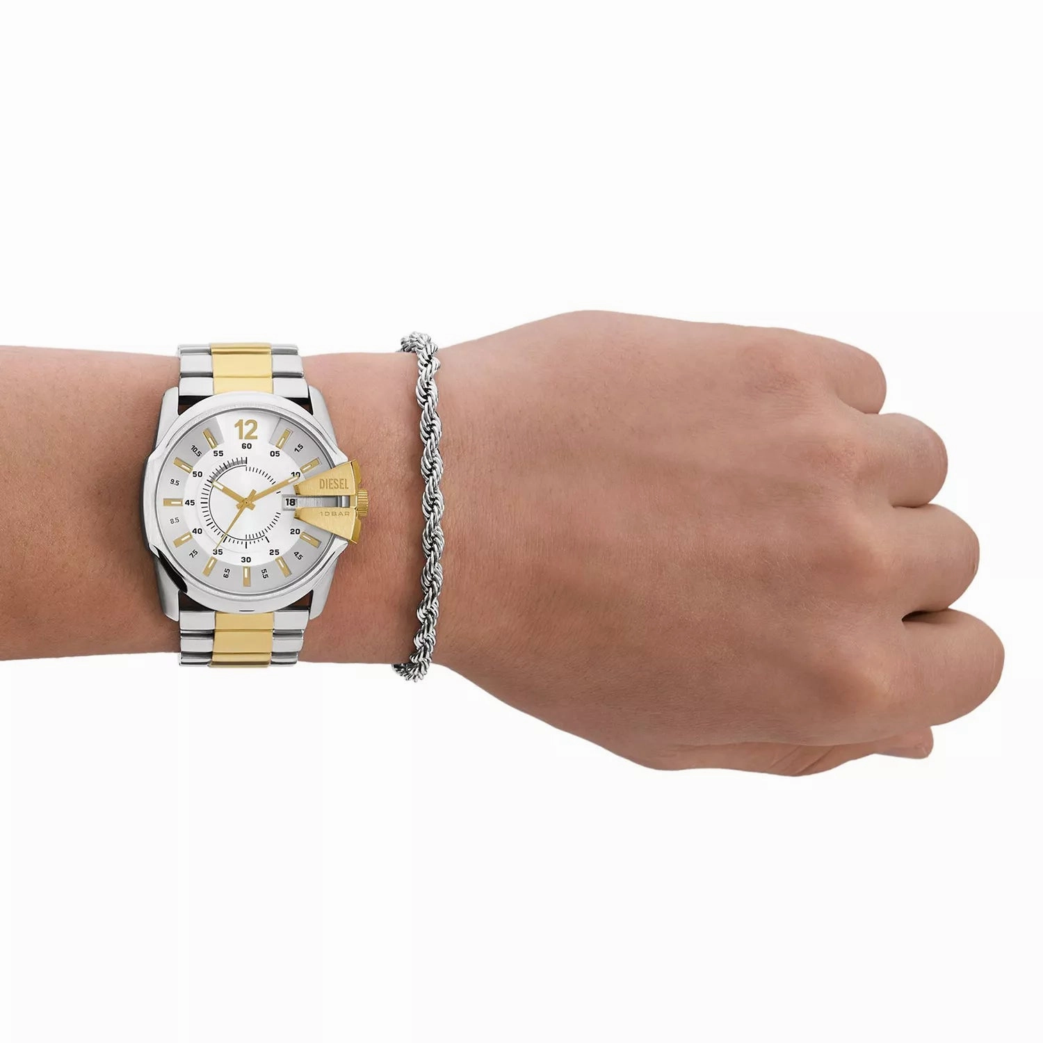 Diesel Master Chief Three-Hand Date Two-Tone Stainless Steel Watch and Stainless Steel Bracelet Set