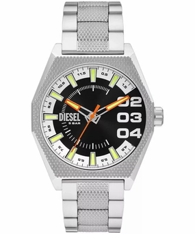 Diesel Scraper Men's Black Dial Silver Watch