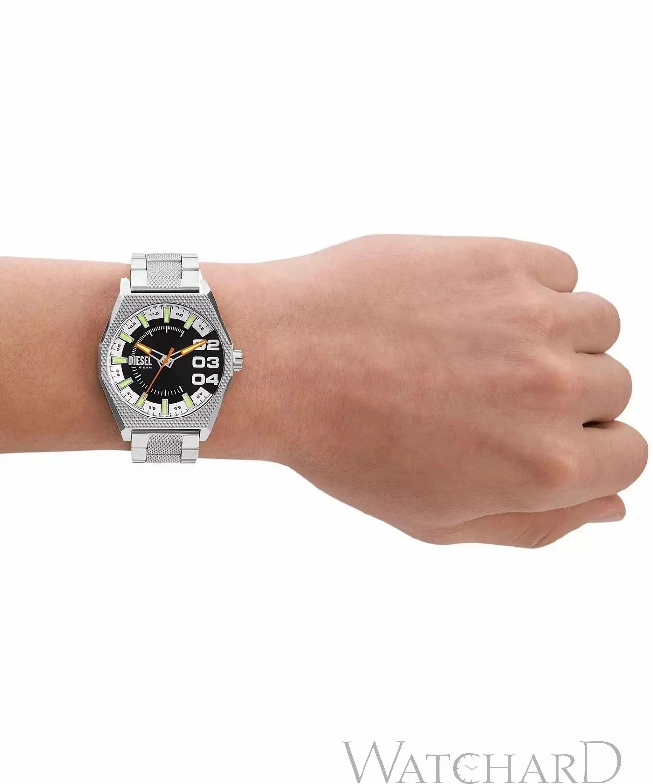 Diesel Scraper Men's Black Dial Silver Watch