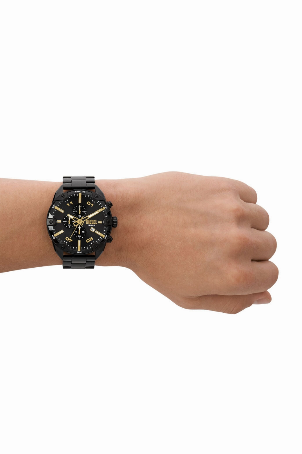 Diesel Spiked chronograph Black Dial Black Stainless Steel Watch