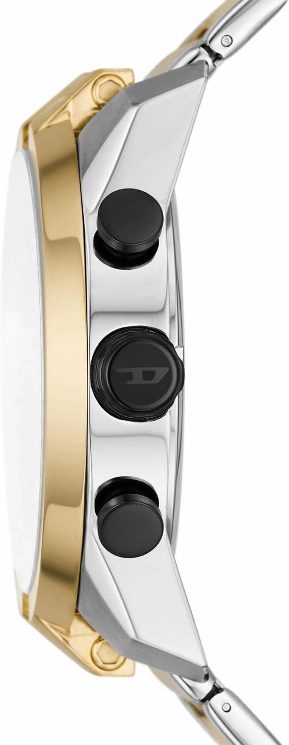 Diesel Split Gents Black Dial Silver Gold Tone Chronograph Watch