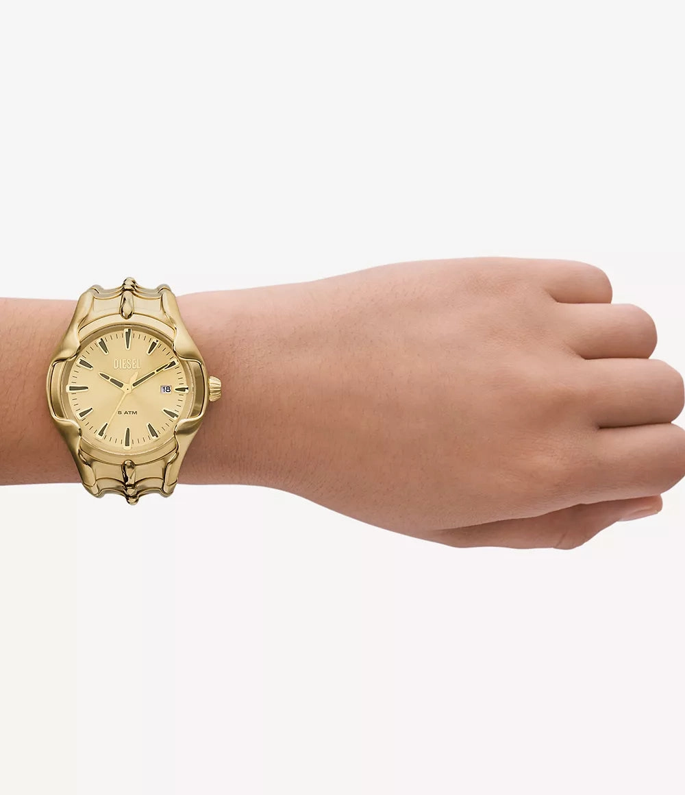 Diesel Vert Gents Three-Hand Date Gold-Tone Stainless Steel Watch