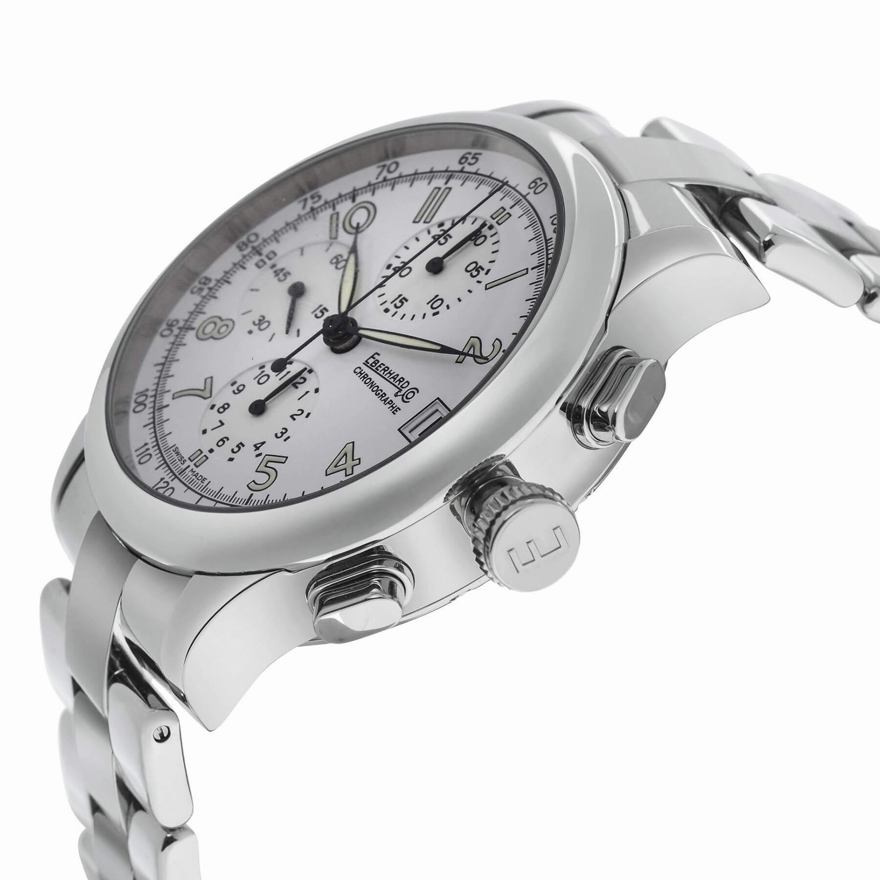 Eberhard & Co. Men's Watch - Traversetolo Chronograph White Dial Silver Bracelet | 31051.1