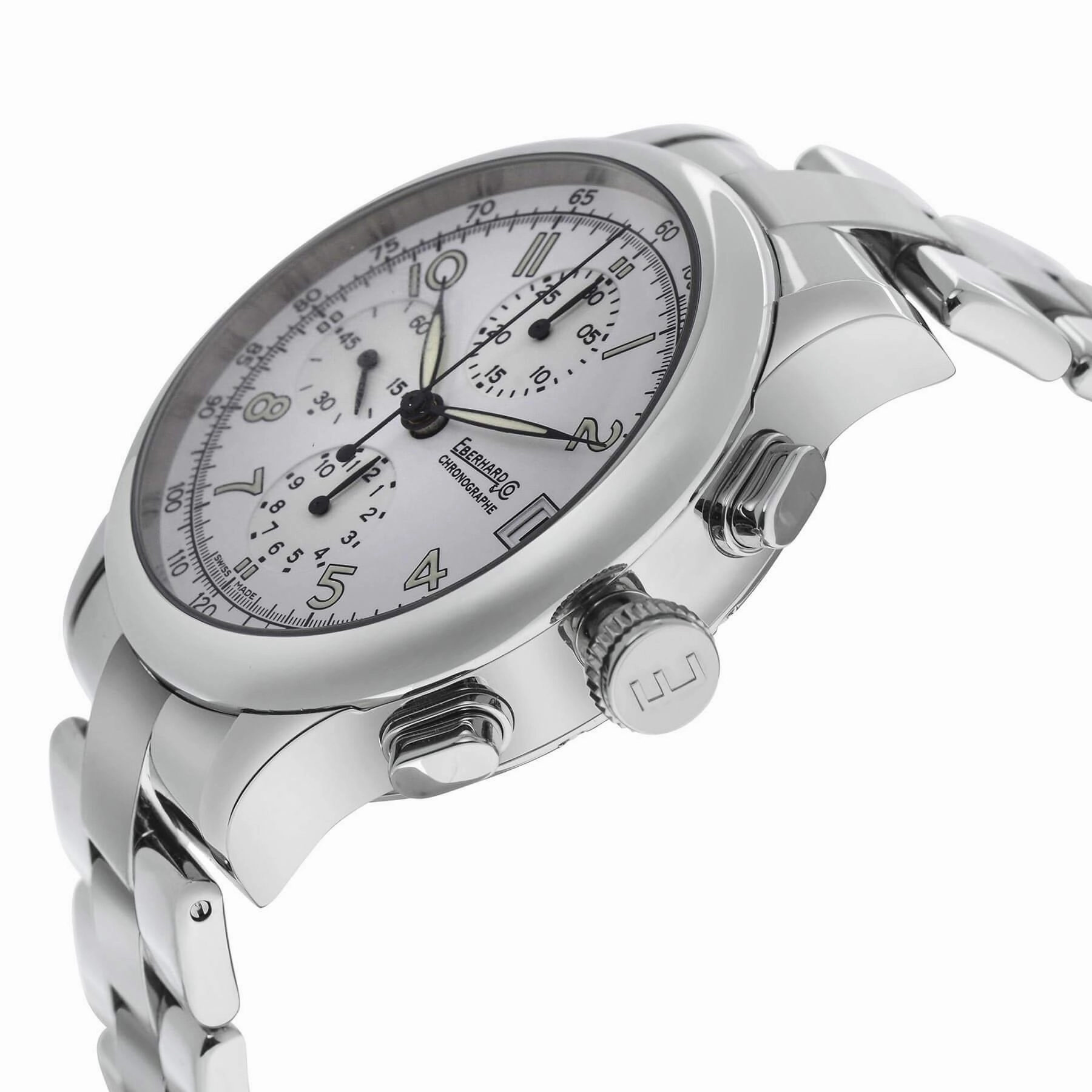 Eberhard & Co. Men's Watch - Traversetolo Chronograph White Dial Silver Bracelet | 31051.1