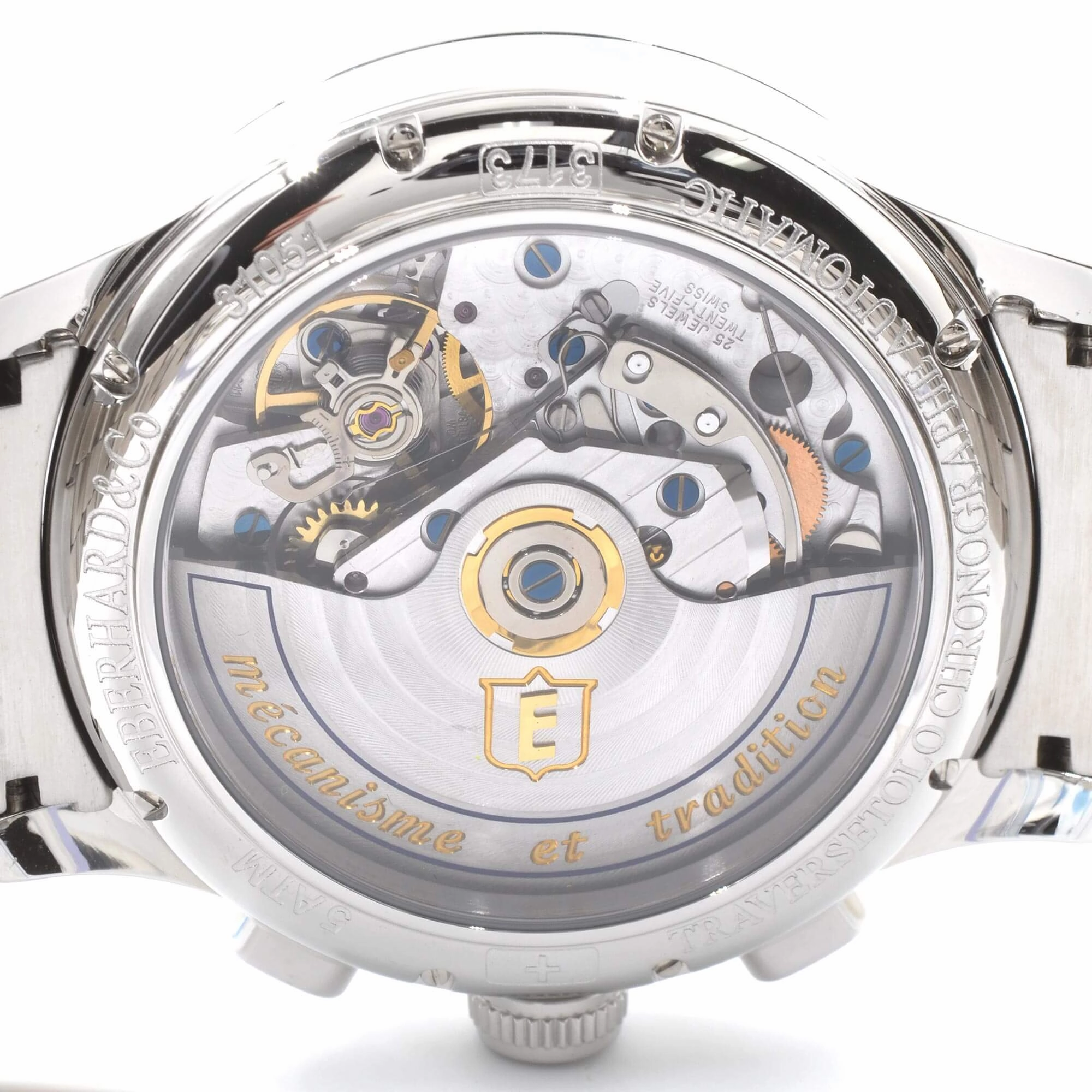 Eberhard & Co. Men's Watch Traversetolo Automatic Chronograph - Black Dial SS Bracelet | 31051.3
