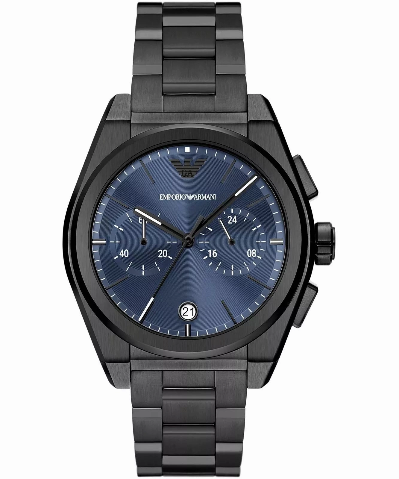 Emporio Armani Federico Chronograph Gents Blue Dial Gunmetal Stainless Steel Watch