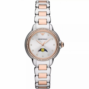 Emporio Armani Mia Ladies Silver Dial Two Tone Stainless Steel Watch
