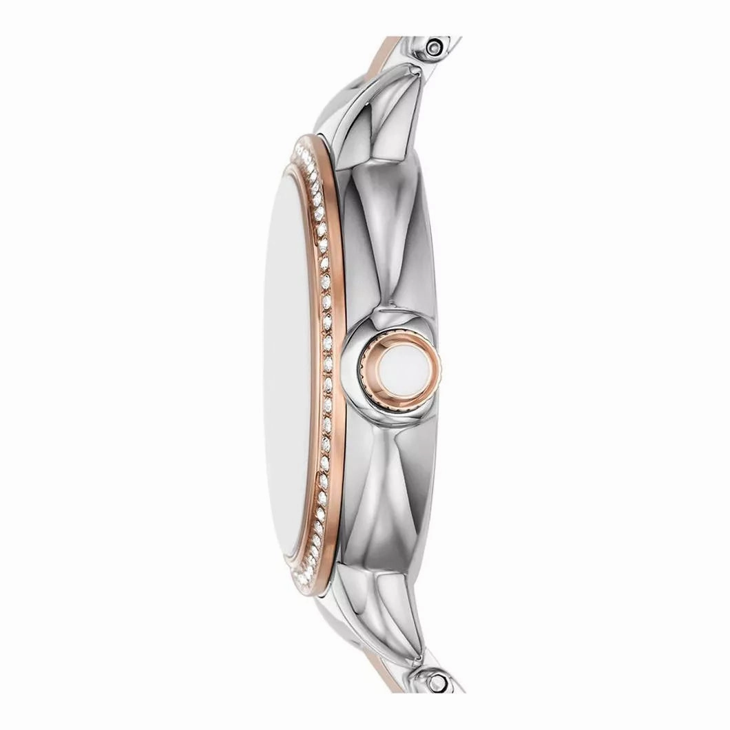 Emporio Armani Mia Ladies Silver Dial Two Tone Stainless Steel Watch