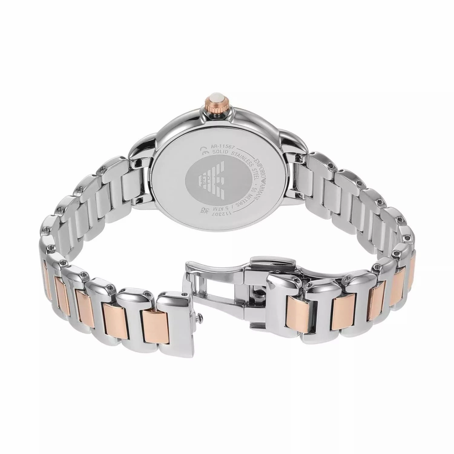 Emporio Armani Mia Ladies Silver Dial Two Tone Stainless Steel Watch